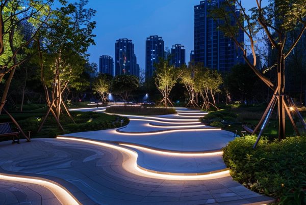 outdoor lighting in a city park