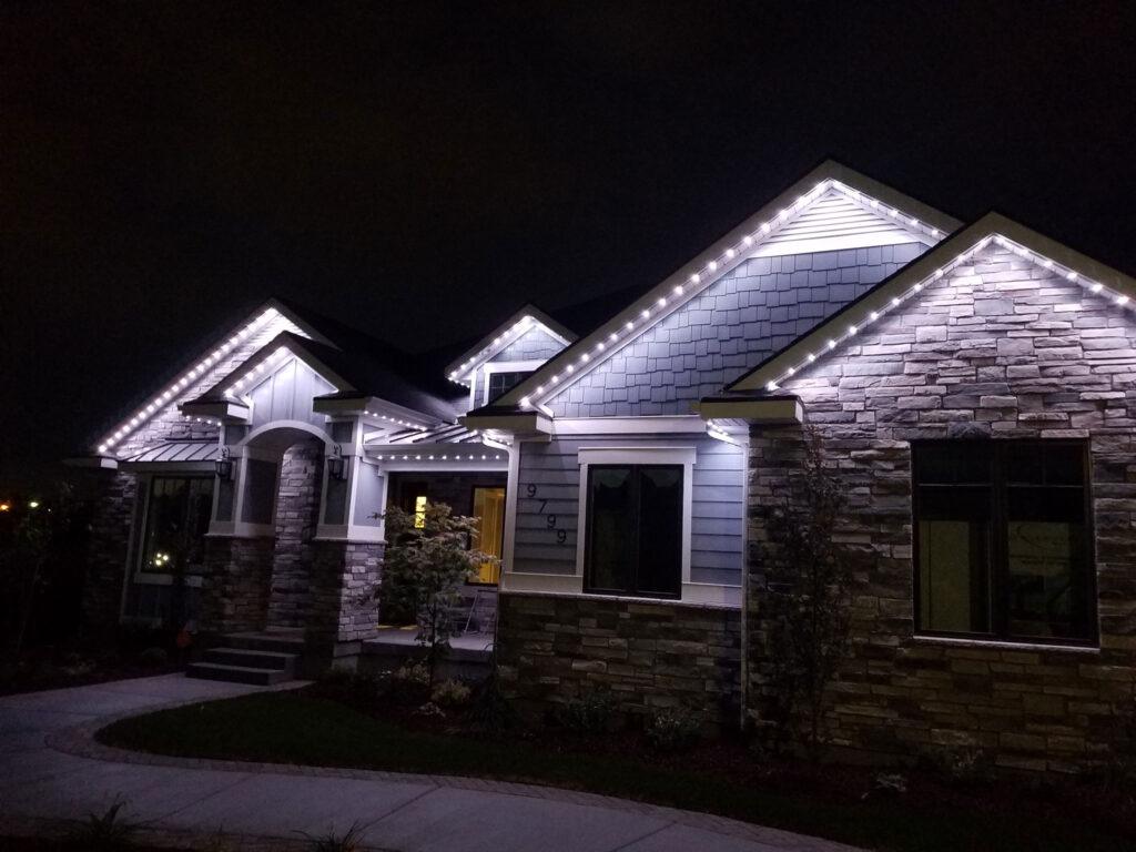 single family home with permanent lighting for security purposes