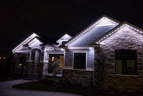 single family home with permanent lighting for security purposes